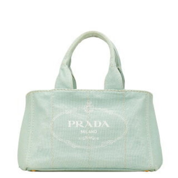 Prada Canapa handbag tote bag mint green canvas - Picture 1 of 8